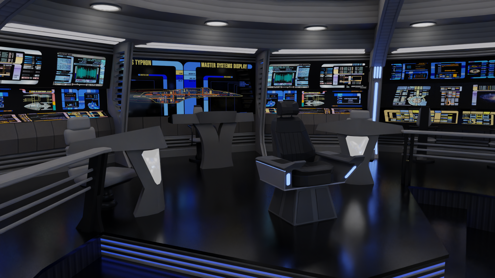 USS Typhon bridge facing the rear Master Systems Display